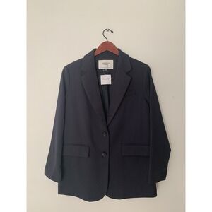NWT American Eagle Navy Blazer Women M Ivy Prep Academia Pockets Two Button